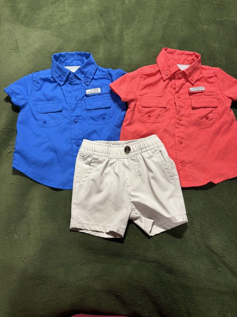 Ocean Coast Shirt Shorts Blue Red Short Sleeve 3 Month Button Down Set of 3 Baby